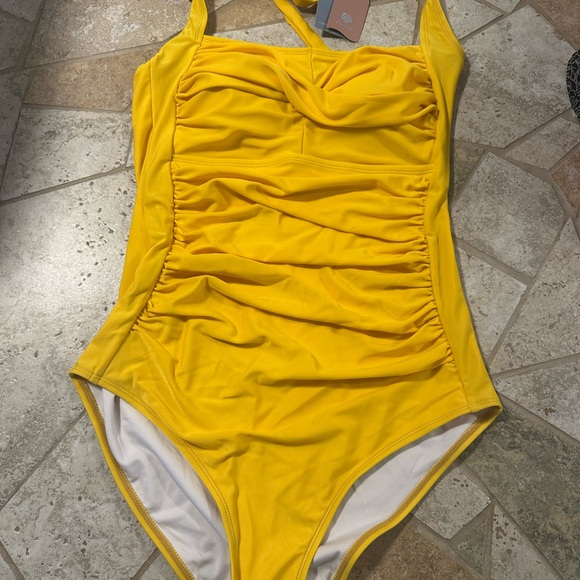 Yellow Halter One-Piece Swimsuit - Picture 4 of 4
